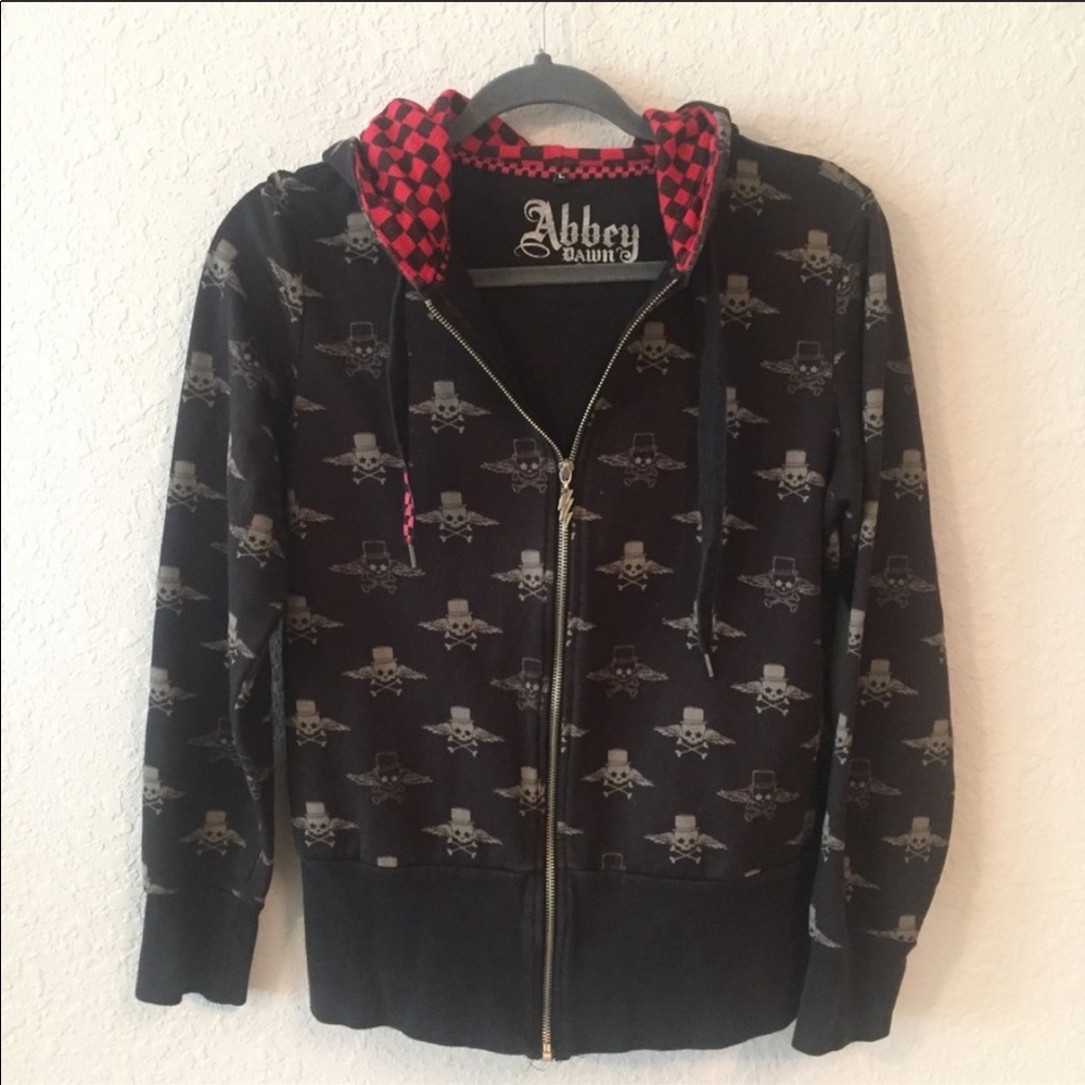 abbey dawn checkered skull hoodie